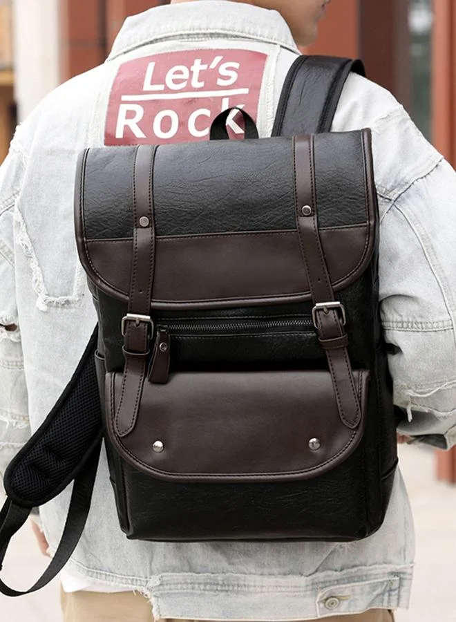 تايك تو شنطة ظهر سادة بملمس جلد صناعي