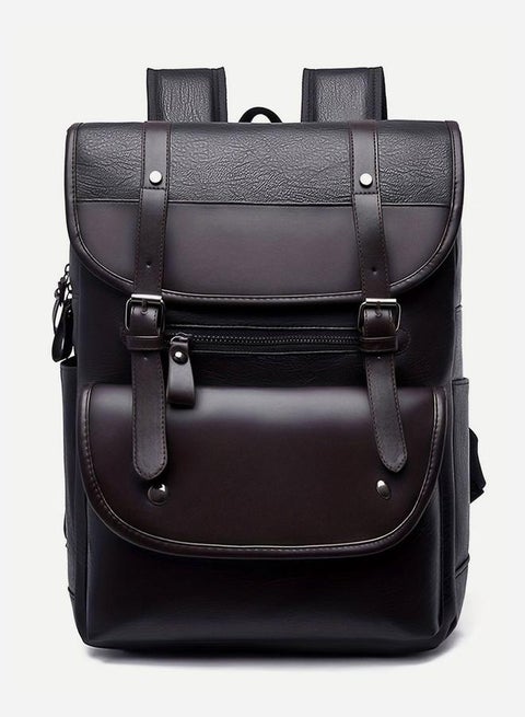 Take Two Solid Faux Leather Flap Closure Backpack