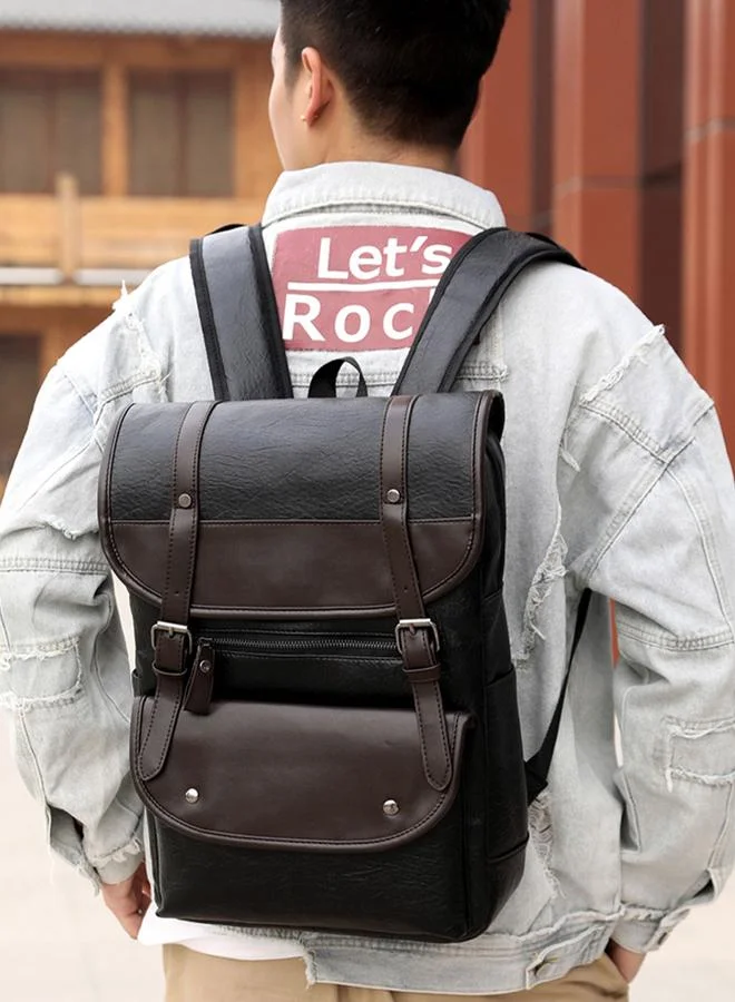 تايك تو شنطة ظهر سادة بملمس جلد صناعي