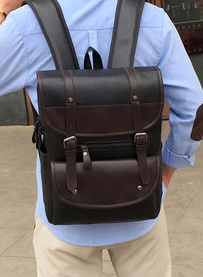 تايك تو شنطة ظهر سادة بملمس جلد صناعي