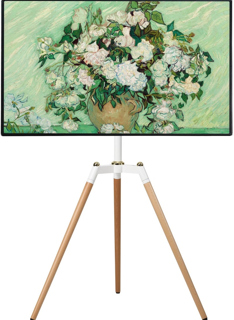 Fydeamer Fydeamer Floor TV Stand for 32-65 inches Screen Height Adjustable Studio Tripod Easel TV Display Stand with 140° Swivel for Bedroom, Living Room, Corner TV Stand White - Image 1