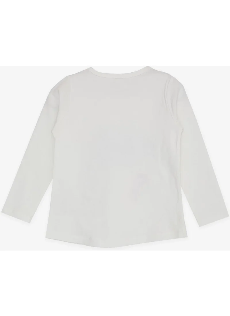 بريز Girl's Long Sleeve T-Shirt Sequined Heart Printed 2-6 Years, Ecru