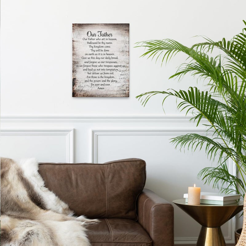 PHAMTE Our Father Prayer Wall Decor,Christian The Lords Prayer Wall Art Decor,Inspirational Quotes Bible Verse Scripture Print Framed Canvas Painting Christian Prayer Room Office Church Decor(11x14) - Image 2