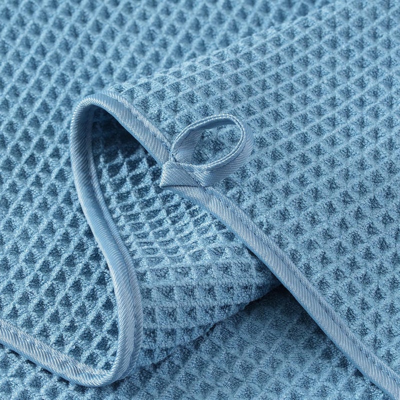 MICROFI New Microfiber Waffle Bath Towels, 2 Pieces, Oversized, Soft, Absorbent, Fast Drying, Lint Free (Blue) - Image 3