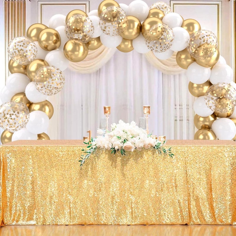 FengRise White and Gold Balloons Set - 50 pcs 12 inch Metallic Gold, White, and Gold Confetti Latex Balloons Kit for Celebrations - Image 4