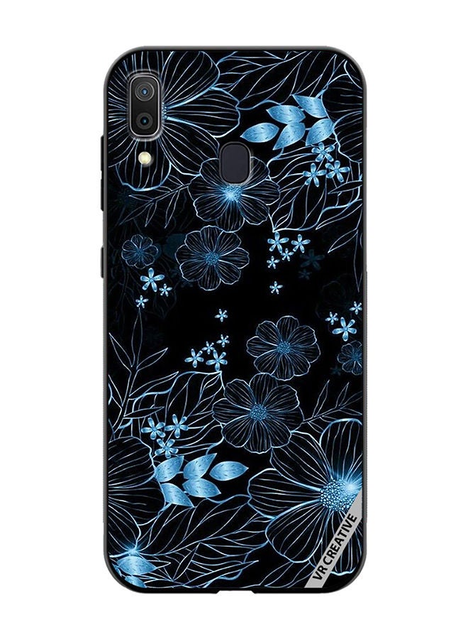 VR CREATIVE Protective Case Cover For Samsung Galaxy A30 Blue Flower Design Multicolour - Image 1