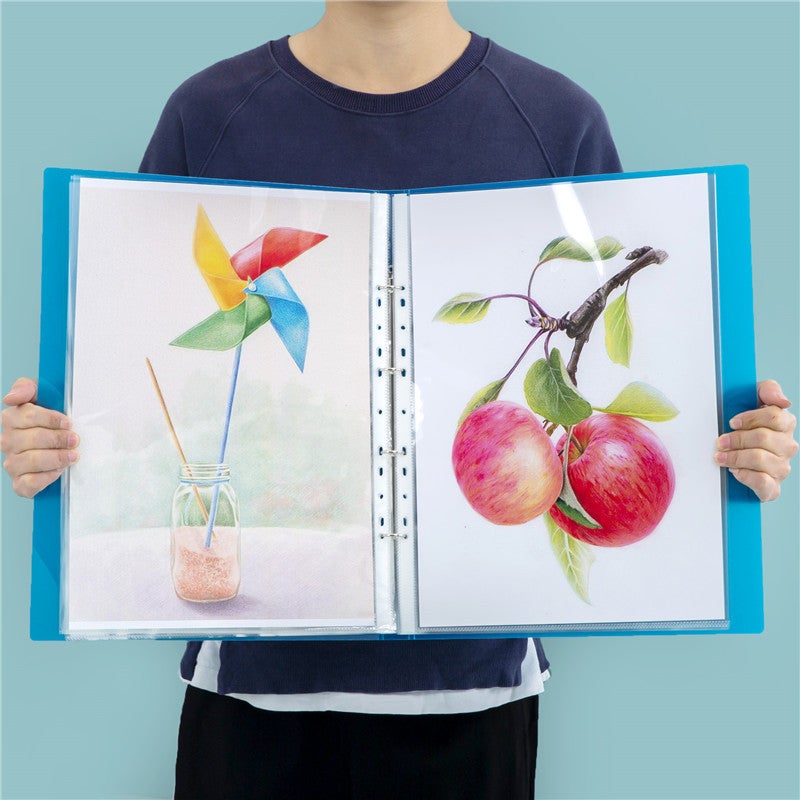 Transparent Loose-Leaf A3 Binder 8K Folder 4-Hole Shell Information Book 8-Open Vertical Drawing Portfolio Storage Book - Image 3
