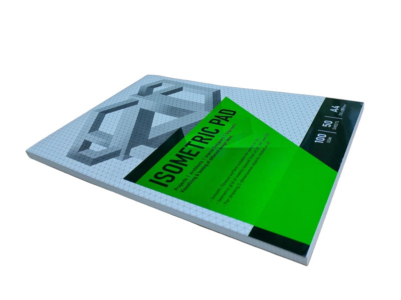 LRS Isometric Pad - A4 Size, 50 Sheets, 100 GSM, Professional Grid Paper for 3D Drawing, Architecture, Product Design, and Creative Projects