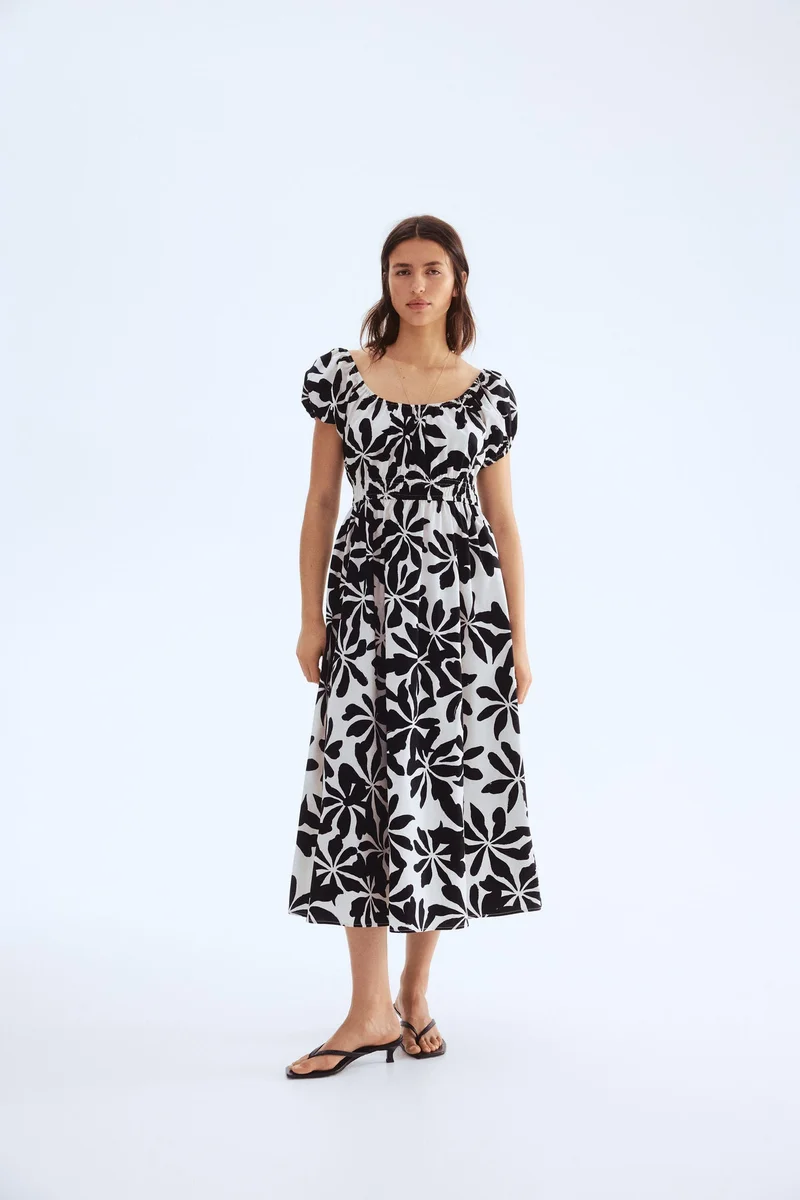 H&M Off-the-shoulder poplin dress