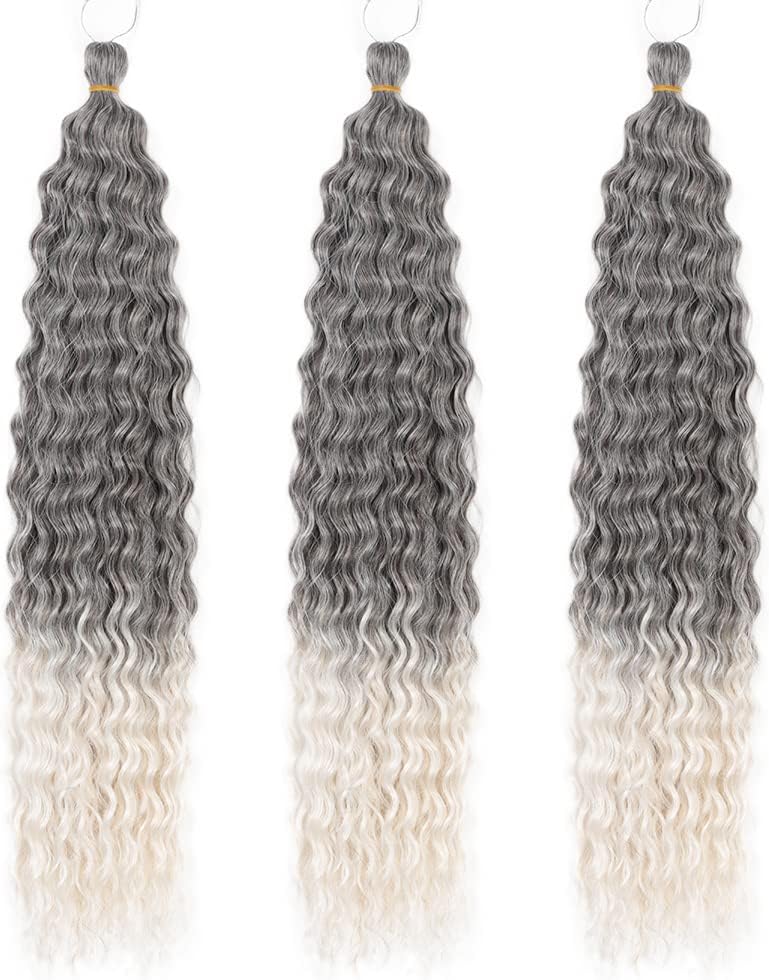 DSOAR Deep Twist Crochet Hair Hair Bundles Water Wave Synthetic Hair Extension Curly Braiding Ombre Curl Braiding Hairpiece, 22 Inch 3 Packs - Image 4