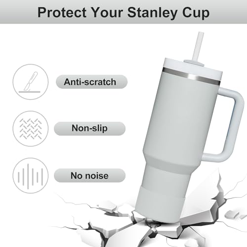 Affute Protective Silicone Boot for Stanley Quencher H2.0 40 30 20 oz & IceFlow Flip 30 20 oz, BPA Free Anti-Noise Anti-Scratch, Stanley Cup Protector Sleeve Cover Boot (Almond Rose) - Image 5