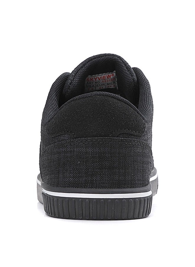 Sky View Mens Casual Shoes Low Top Fashion Canvas Sneakers Breathable Comfort Walking Shoes for Male Black  - Image 4