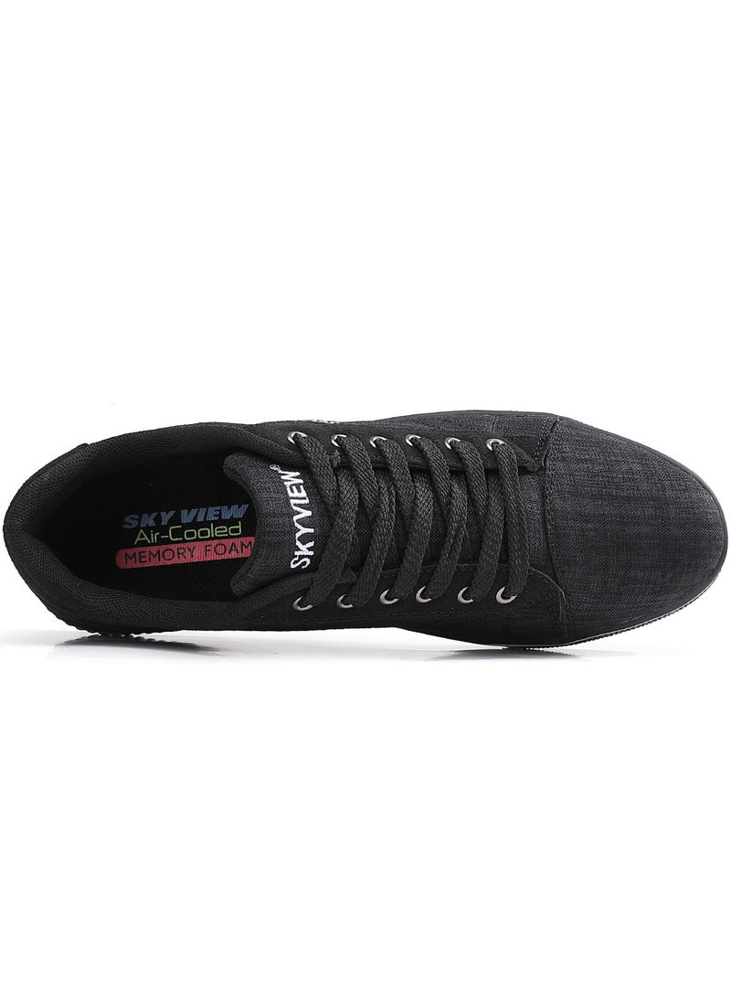 Sky View Mens Casual Shoes Low Top Fashion Canvas Sneakers Breathable Comfort Walking Shoes for Male Black  - Image 5