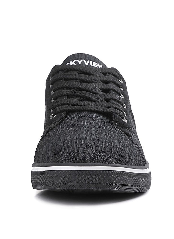 Sky View Mens Casual Shoes Low Top Fashion Canvas Sneakers Breathable Comfort Walking Shoes for Male Black  - Image 3