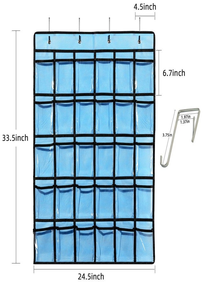 KEEPJOY Classroom Pocket Chart for Cellphone Calculator Holder, 30 Clear Pocket Charts for Classroom 33.5 x 24.5 inch Hanging cell phone Organizer Storage (Blue-30 pockets) - Image 3