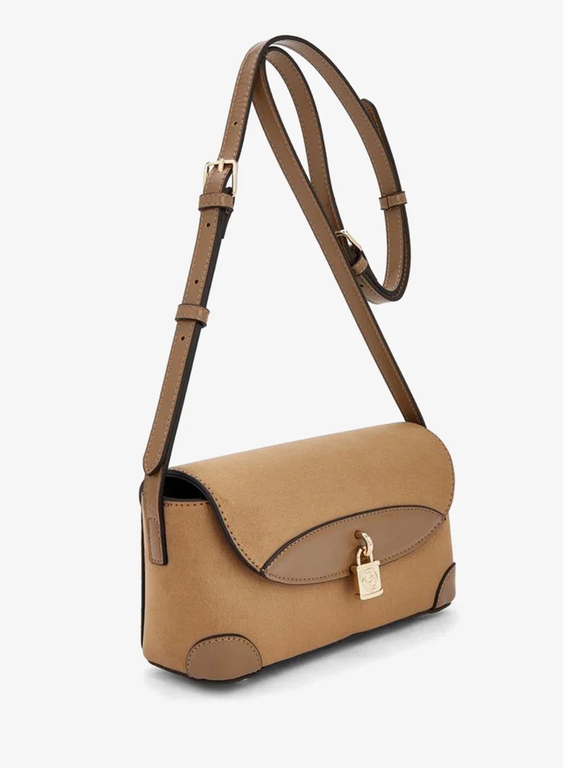 Celeste TAUPE Solid Crossbody Bag With Magnetic Clasp Closure for Women | Best Price UAE