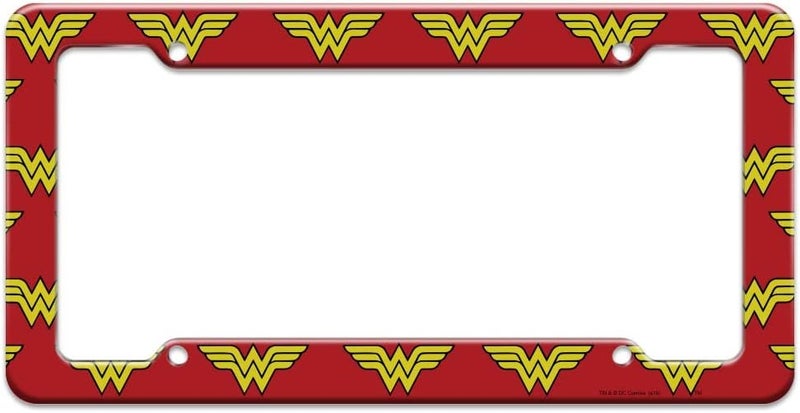 GRAPHICS & MORE Graphics and More Wonder Woman Classic Logo License Plate Clear Frame Hanging space save - Image 1