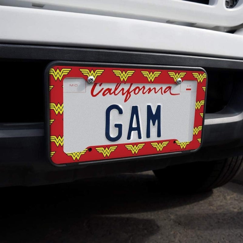 GRAPHICS & MORE Graphics and More Wonder Woman Classic Logo License Plate Clear Frame Hanging space save - Image 2