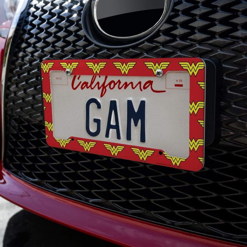 GRAPHICS & MORE Graphics and More Wonder Woman Classic Logo License Plate Clear Frame Hanging space save - Image 3