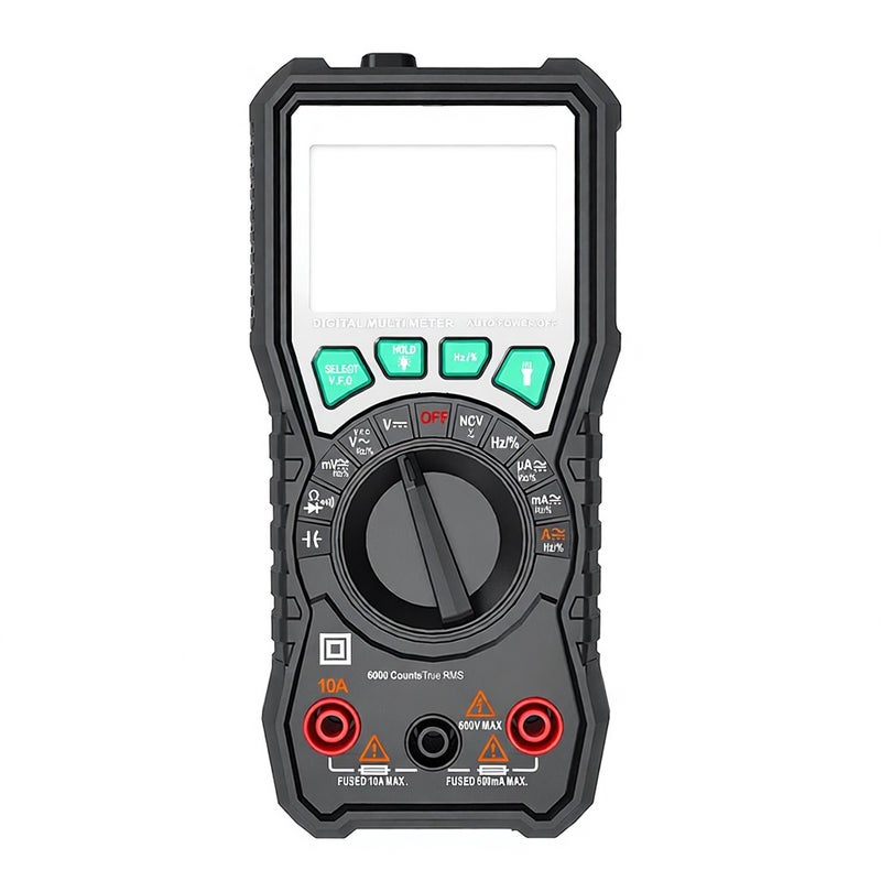 FUYI Digital Multimeter 6000 Count Intelligent Manual Automatic Range Universal Meter AC DC Resistance Capacitance Frequency VFC True RMS Multifunctional Ammeter FY76 Black - Image 1
