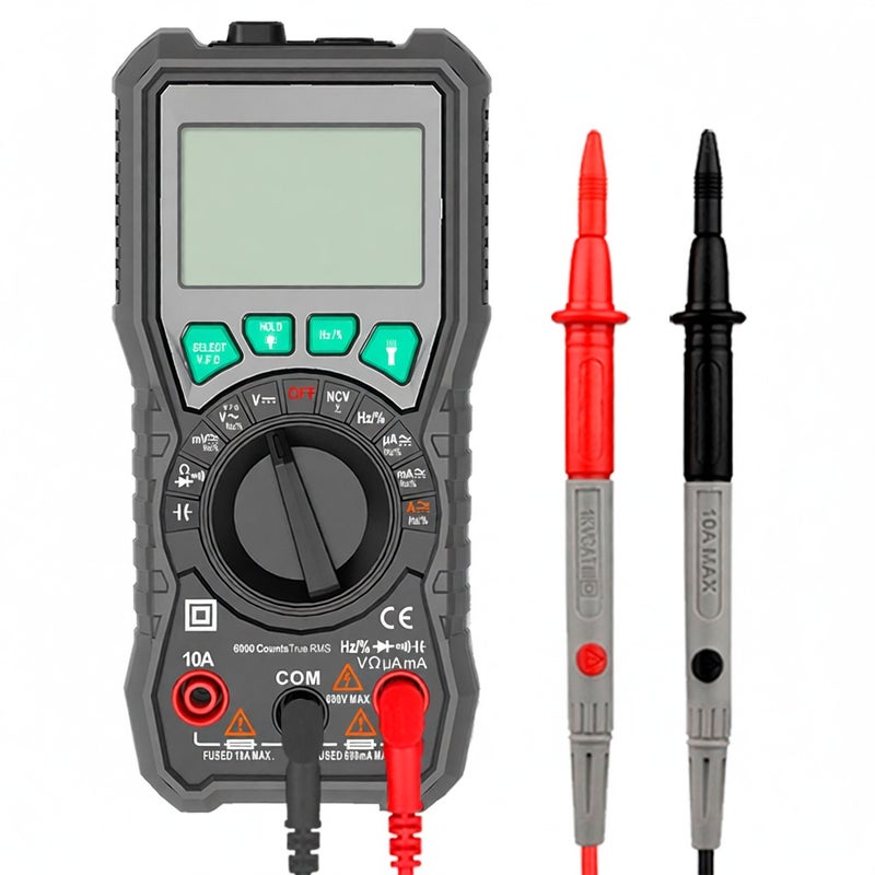 FUYI Digital Multimeter 6000 Count Intelligent Manual Automatic Range Universal Meter AC DC Resistance Capacitance Frequency VFC True RMS Multifunctional Ammeter FY76 Black - Image 5