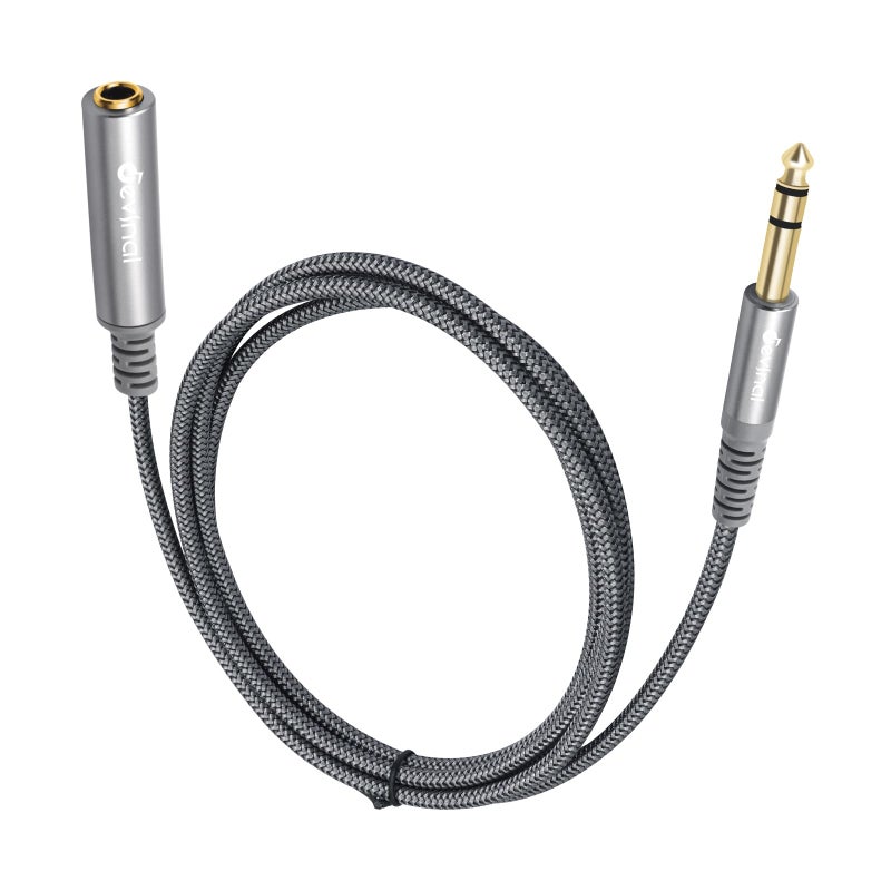 Devinal 1/4 inch Headphone Extension Cable, 6.35mm TRS Male to Female Stereo Cord, Quarter Inch Guitar Cable Extender, 6ft (2 Meters) - Image 1