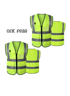 Yuwell 1 Pair Reflective Safety Vest For Women And Men High Visibility Safety Jacket With Pockets And Zip For Easy To Wear XL  - Image 1