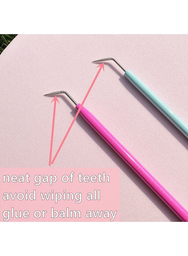 ICONSIAM Metal Lash Lift Tool Set 2 Pcs Upgrade Eyelash Separate Tools With Groove Like Y Brush Lash Comb Mini Size For Females Small Hand Popular Eyelash Lifting Stick Pink + Bluereusable 1000 Usage - Image 4