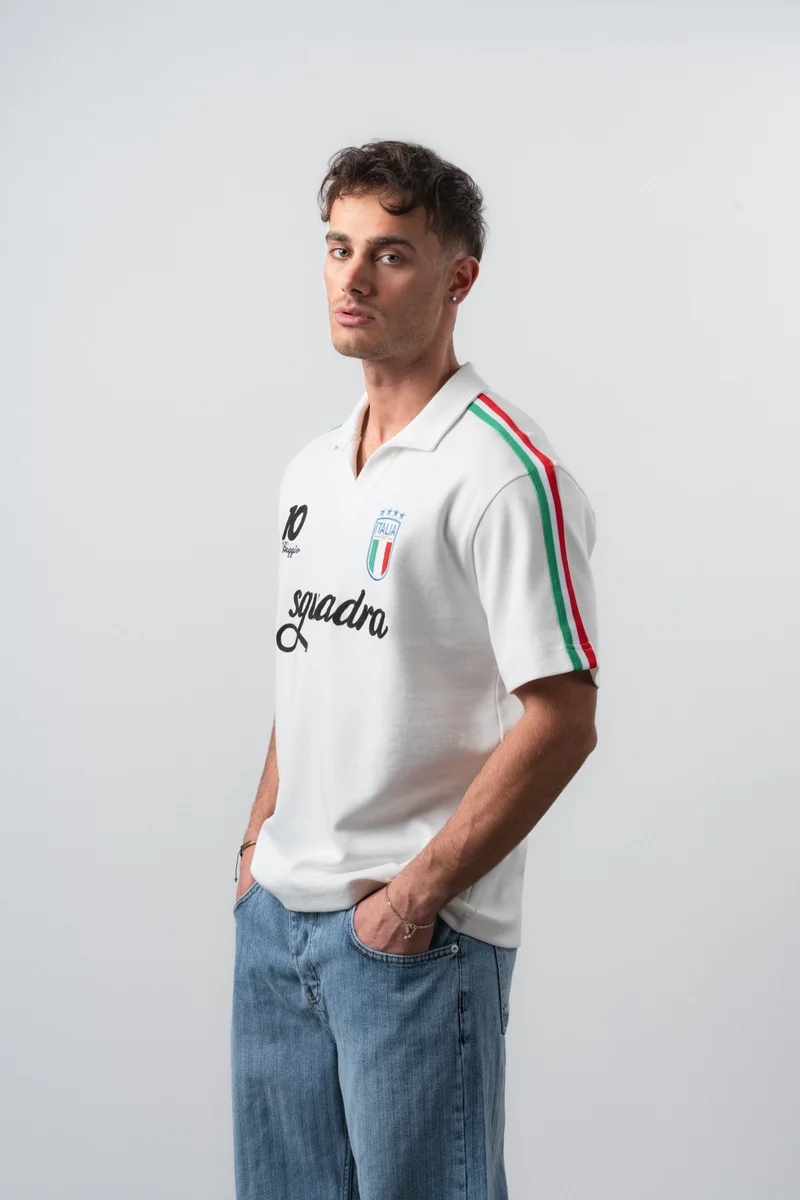 RESPIRE Men's Italy Retro Jersey T-Shirt, Ecru