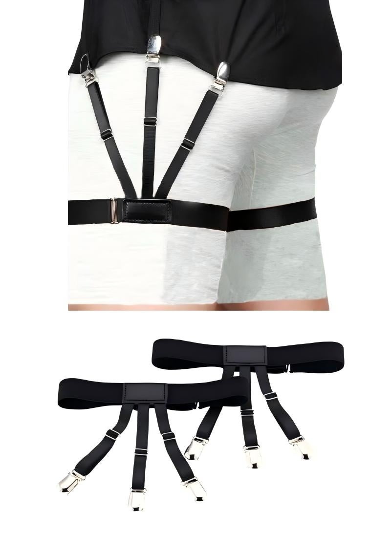 1pair Shirt Stays,Adjustable Elastic Shirts Holder with Non-slip Locking Clamps - Image 1