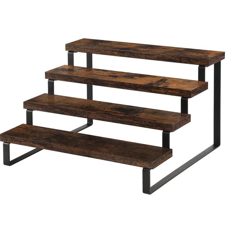 YINMIT YINMIT Wooden Display Riser Stand Tiered Perfume and Cologne Organizer Stand 4 Tier Spice Rack Organizer Rustic Display Shelf for Candles 4 Tier 
