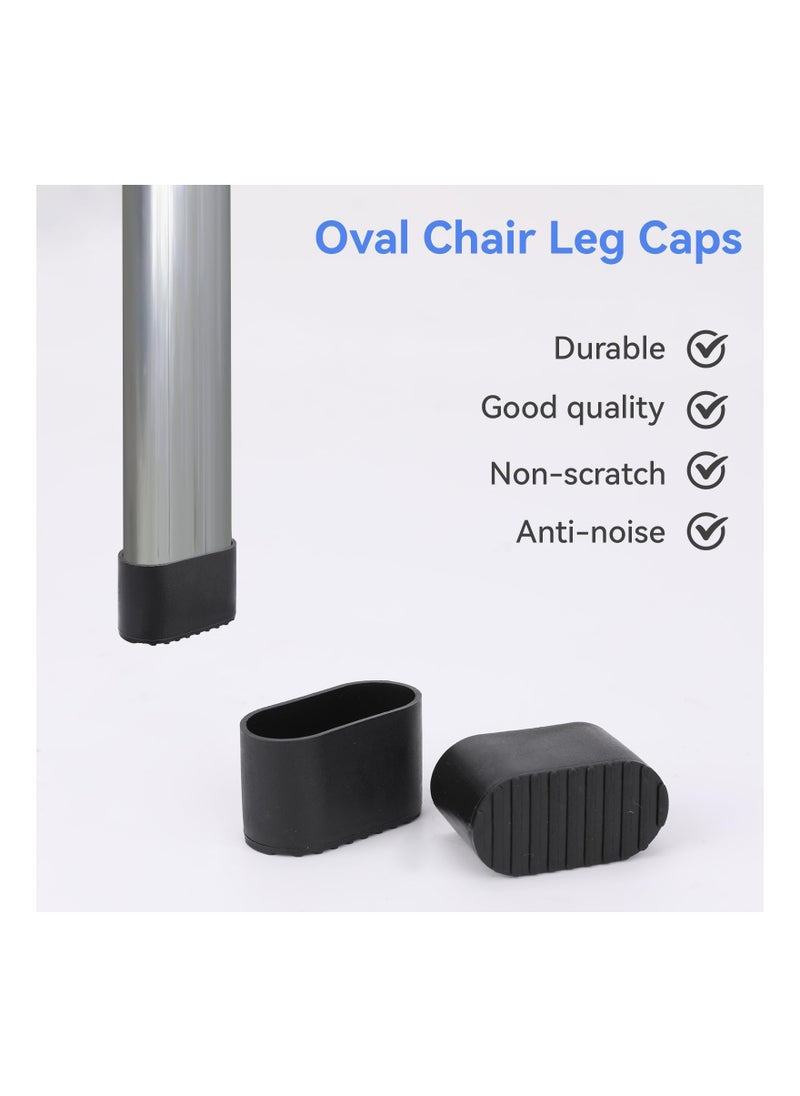 SYOSI - Oval Plastic Chair Leg Caps, Small Leg Caps Furniture Table Leg Covers, Outdoor Chair Leg Floor Protectors Patio Chair Feet Caps, 1.5" X 0.7" for Tables, Chairs, Stools, and More(50 Pcs )(Black ) - Image 1