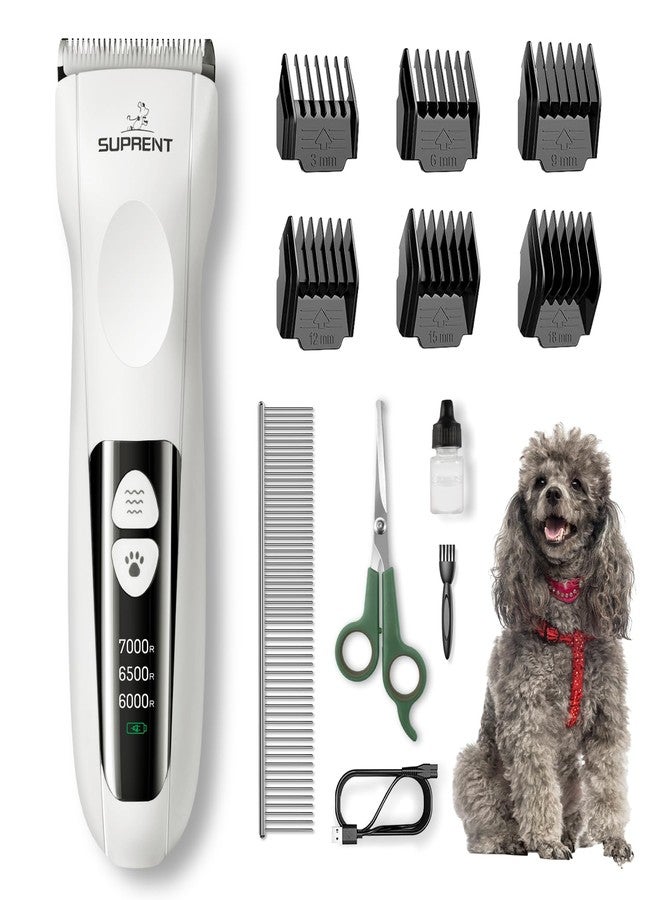 SUPRENT Dog Clippers for Grooming with Guards - Low Noise Cordless Dog Grooming Clippers - Adjustable, Rechargeable Dog Hair Trimmers - Pet Grooming Kit for Small Dogs - Image 1