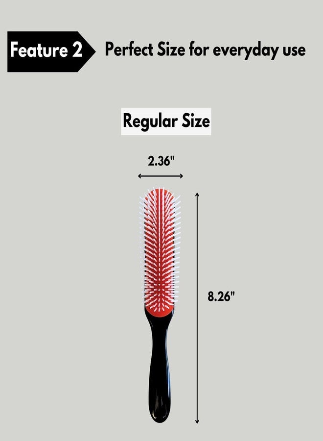 MDSTYLE Hair Brush for Curly, Thick, Wavy and Coily Hair - Curl Defining, Detangling, Styling, Blowdrying, Shaping - 9 Row Detangler Brush for Women and Men - Dry or Wet (Black Regular - 1 Pack) - Image 4