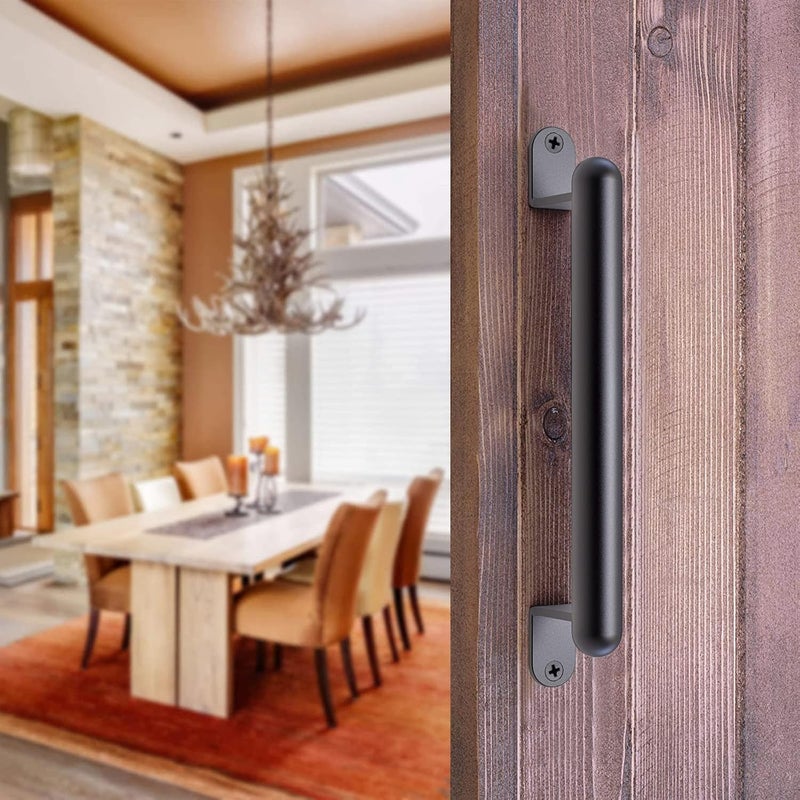 BeneLabel 12" Barn Door Pull Handle, Heavy Duty Sliding Door Handle for Gate, Closet, Garage, Drawer, Towel Bar, Stairs, Black - Image 2