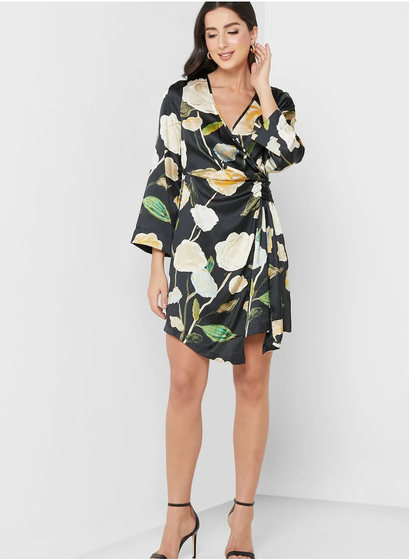 VERO MODA Floral Printed Surplice Neck Dress