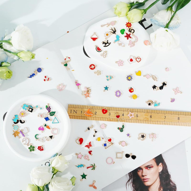 PPVWEY 352 Pcs Assorted Charms for Jewelry Making, Mixed Enamel KC Gold Letter Pendants, Wholesale Bulk Jewelry Charms for Necklace Bracelet Earrings Keychain and Crafts Making - Image 3