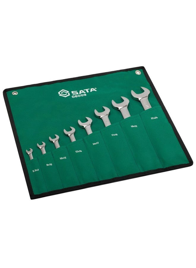 Sata 8-piece Fully Polished Double Open-end Wrench Set, Open-end Wrench Tool Kit 08009 - Image 1
