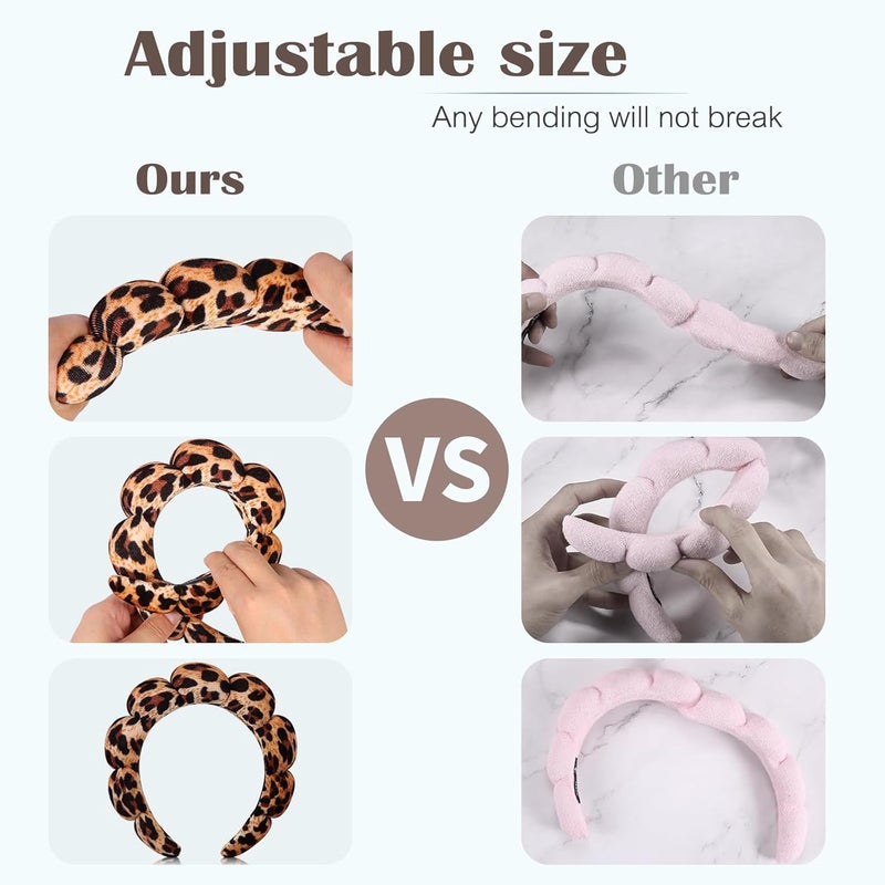 Ztomine Store Spa Headbands for Washing Face or Facial, Set of 2 Skincare, Terry Cloth Headband Wash Headband Combo Pack - Puffy Makeup Headbands for Face Washing, Mask, Skin Treatment - Image 4