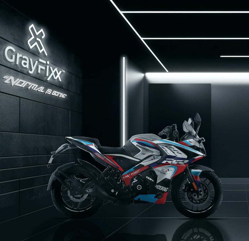 Grayfixx غرايفيكس آر آر إديشن ملصق كامل الجسم لبولسار آر إس 200 | مصنوع من فينيل لامع ممتاز مع FPF (فيلم حماية من التلاشي)، مقاوم للماء، ملصق مقصوص مسبقًا، عبوة من 1 لكلا الجانبين مع ضمان لمدة سنتين - Image 2