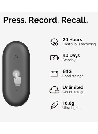 AI Voice Recorder, PLAUD NotePIN Voice Recorder, App Control, Transcribe & Summarize Empowered by ChatGPT, Support 59 Languages, 64GB Memory, Gray - pzsku/Z3A77B09ED5F782C2F9C8Z/45/1751279018/4fcfd77f-021f-4d91-b166-e9e0da64407e