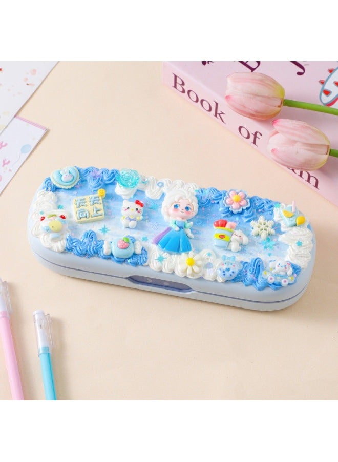 Children's Diy School Supplies Stationery Case Pencil Case Cartoon Cute Handmade Diy Making Cream Glue Material Package Batch-Specifications:Double-layer Stationery Box-up Every Day - Image 1
