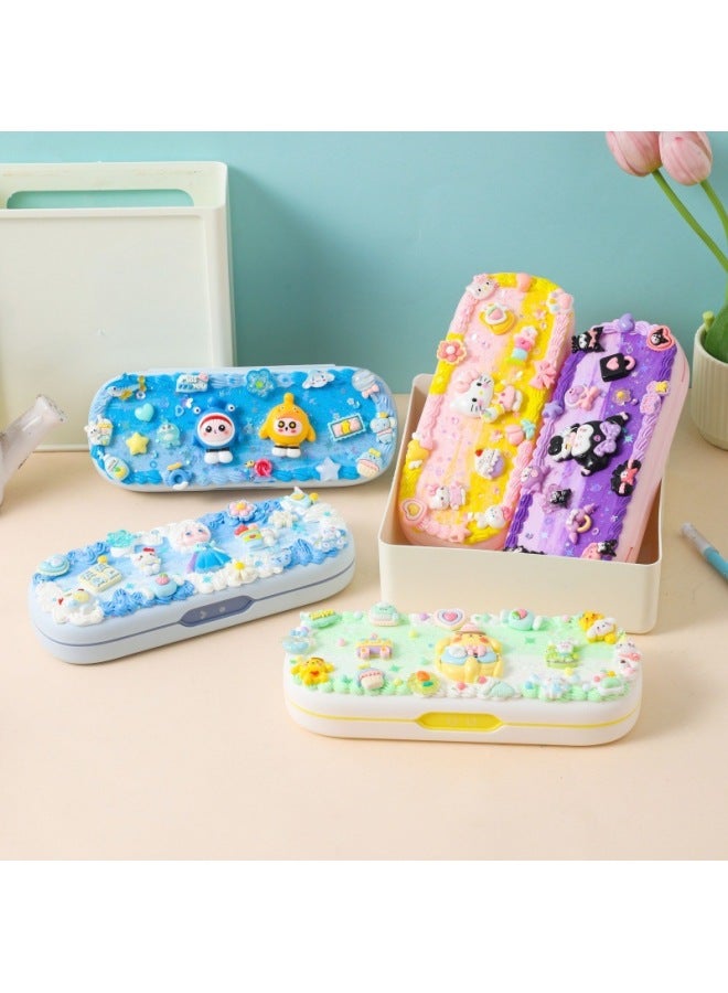 Children's Diy School Supplies Stationery Case Pencil Case Cartoon Cute Handmade Diy Making Cream Glue Material Package Batch-Specifications:Double-layer Stationery Box-up Every Day - Image 5