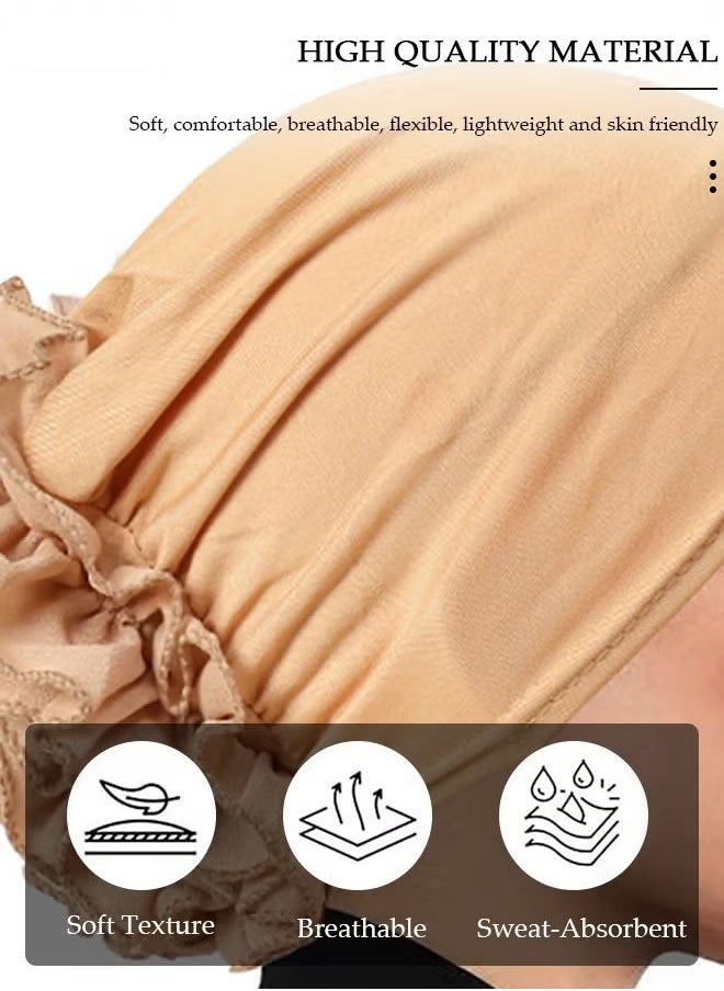 زفيف 3pcs النساء تحت الوشاح قبعة قبعة العظم بونيت الحجاب الإسلامي المسلم ， Undercap الرأس لفات قبعة قبعة مع زخرفة الأزهار قبعة الحجاب للنساء الفتيات  - Image 3