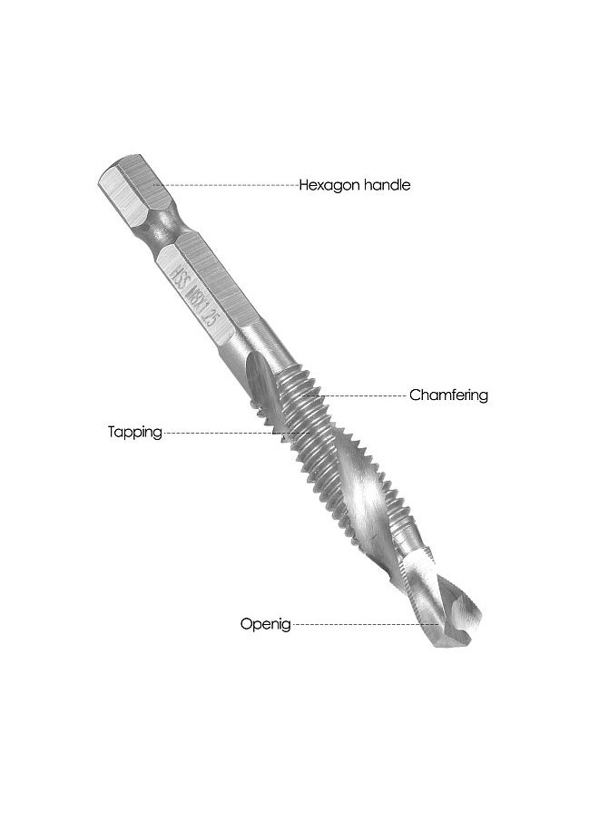 7Pcs Combination Drill and Tap Set Metric Thread HSS M3-M12 Screw Tapping bit Tool Quick Change 1/4in Hex Shank