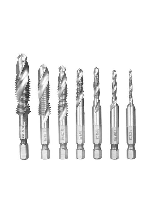 7Pcs Combination Drill and Tap Set Metric Thread HSS M3-M12 Screw Tapping bit Tool Quick Change 1/4in Hex Shank