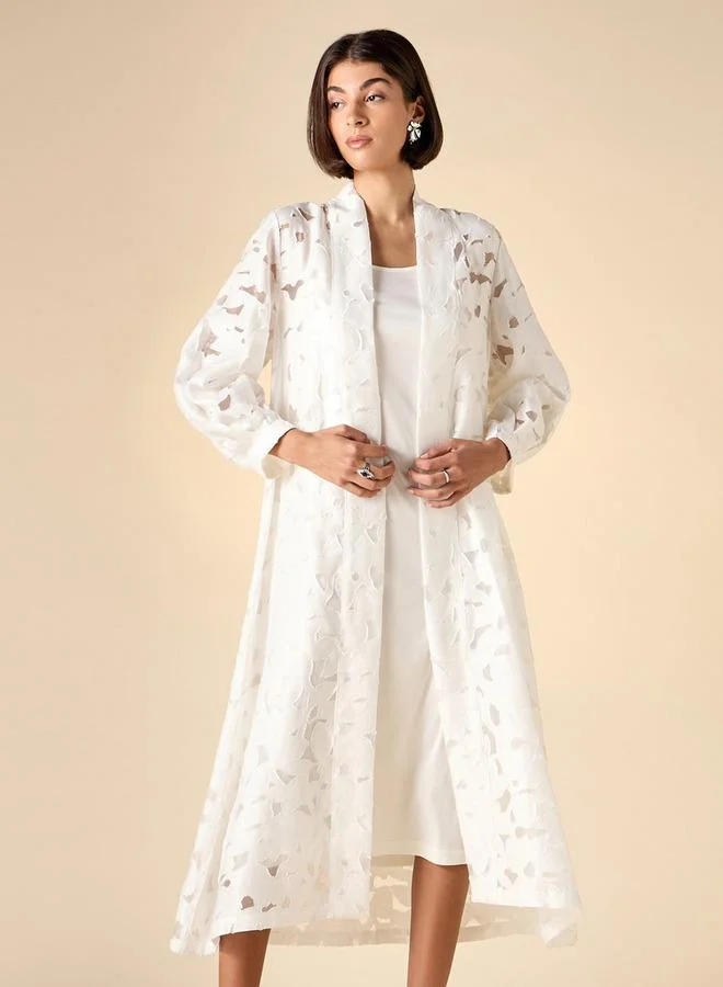 Iconic Iconic Textured Kimono Shrug with Long Sleeves