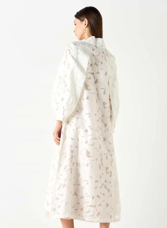 Iconic Iconic Textured Kimono Shrug with Long Sleeves