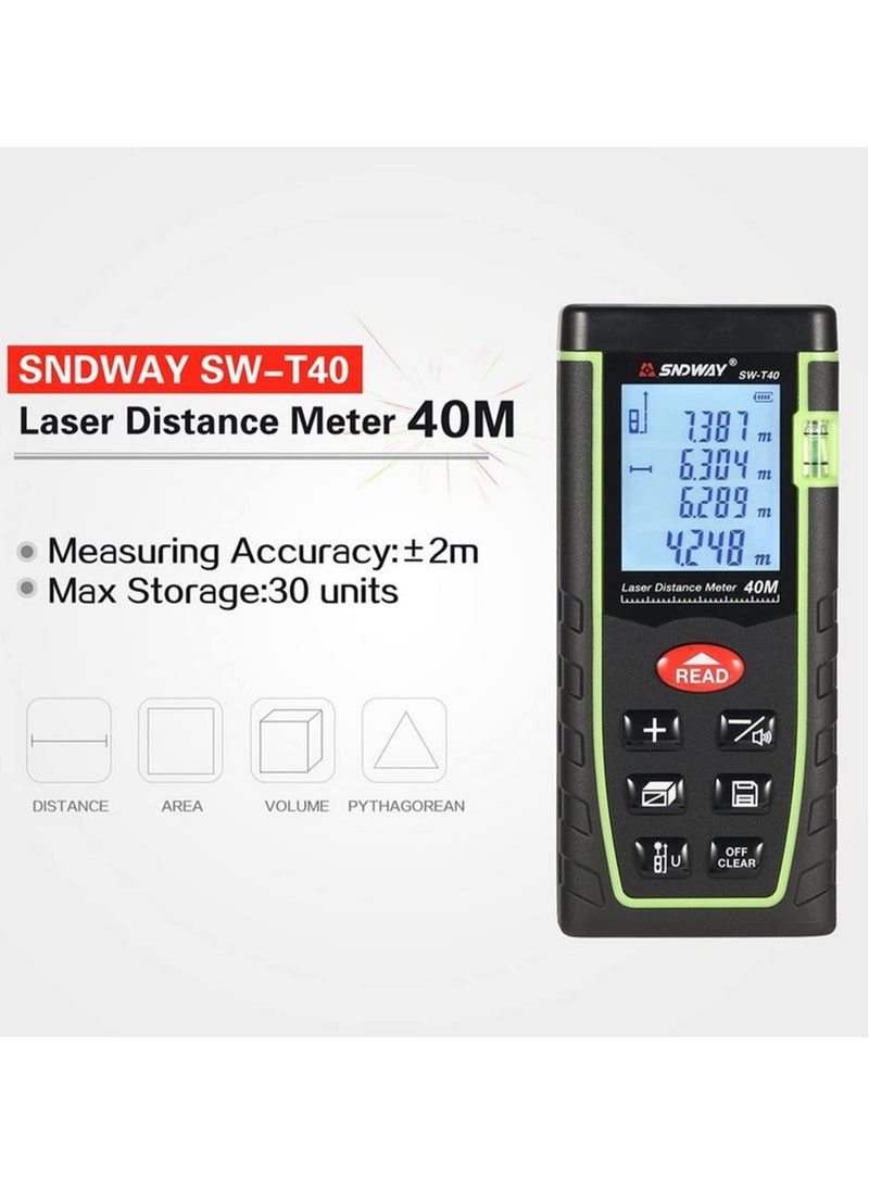 1pcs Laser Rangefinder Distance Meter Range 40m Laser Ruler Device Finder Mini Digital Meater Laser Distance Sensor SW-T40  - Image 4