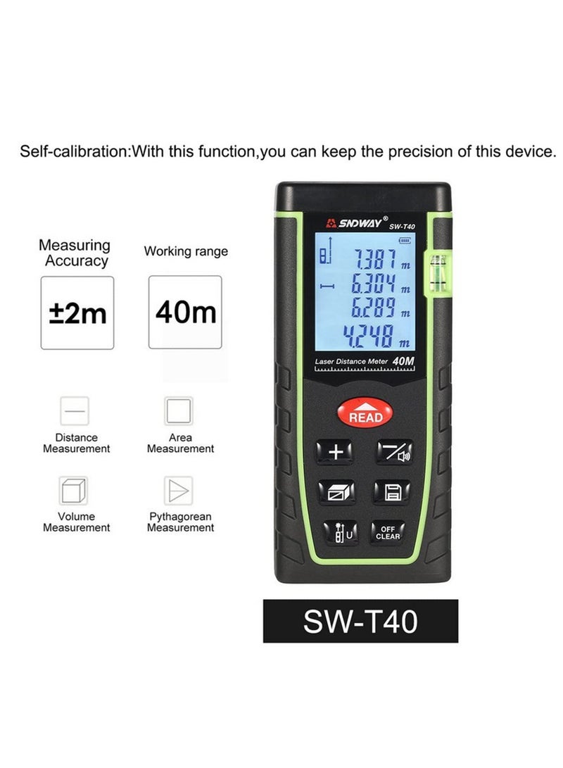 1pcs Laser Rangefinder Distance Meter Range 40m Laser Ruler Device Finder Mini Digital Meater Laser Distance Sensor SW-T40  - Image 5